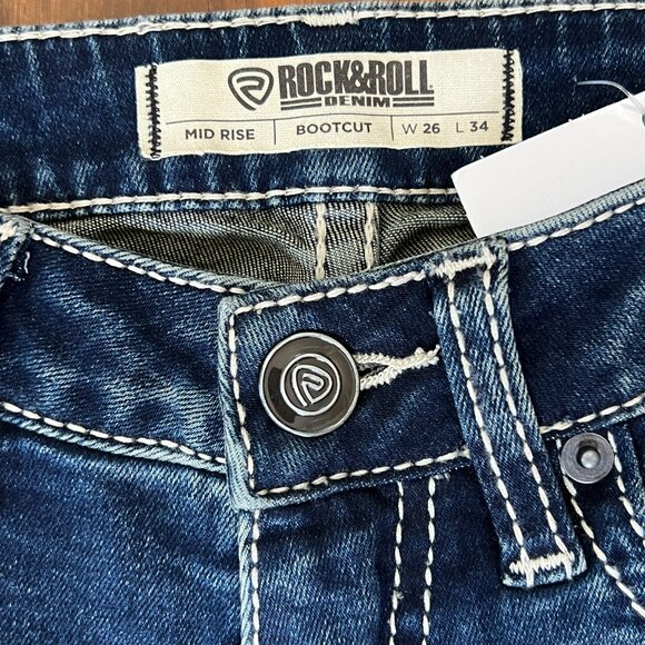 NEW ROCK & ROLL Denim Midrise Bootcut Aztec Longhorn Women's Riding Jeans 26x34 - Picture 11 of 12